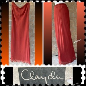 🍒Marian Clayden Neiman Marcus vintage sheer cinnamon silk skirt S